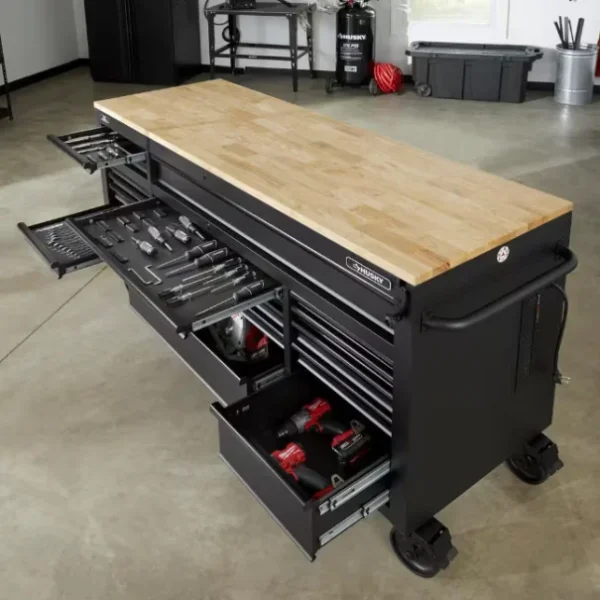 Tool Storage 72 in. W Standard Duty Gloss Black Mobile Workbench Tool Chest