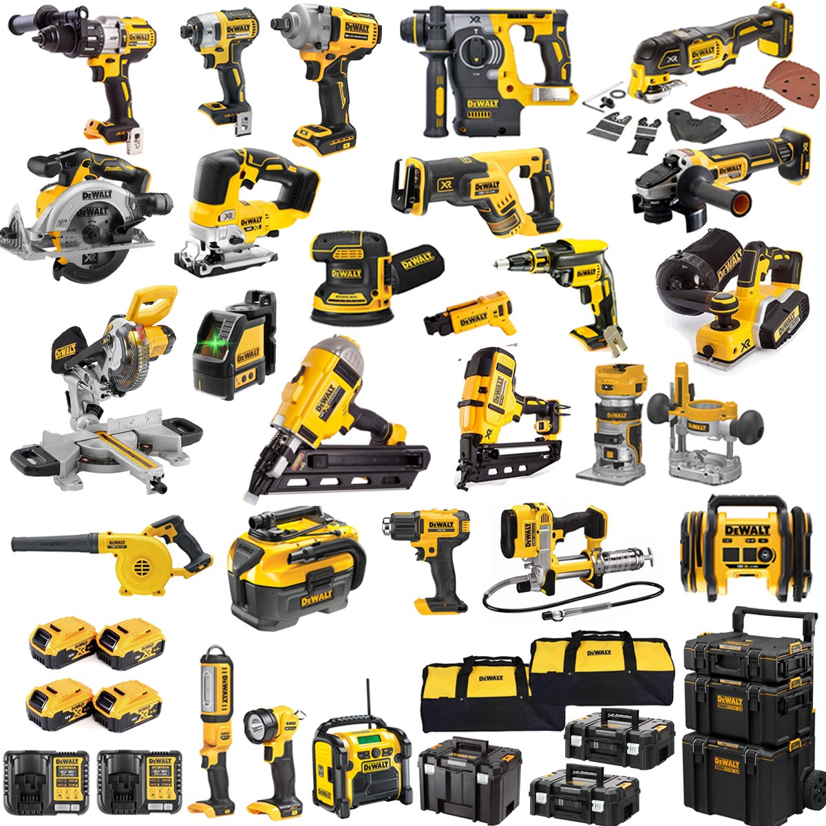 b3f2a575535644552a105923edaf3163abf0a0711446dc46d41f2537b87b4836.jpg DEWALT DEWKIT25A POWER TOOL KIT 4 X 18V X 5AH LITHIUM BATTERIES 25PCE - Image 1